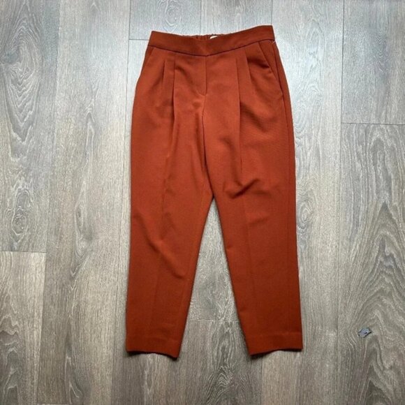 Aritzia Babaton Cohen Pant High Rise Waist Trousers Straight Leg Pleated Rust 2 - Picture 5 of 14